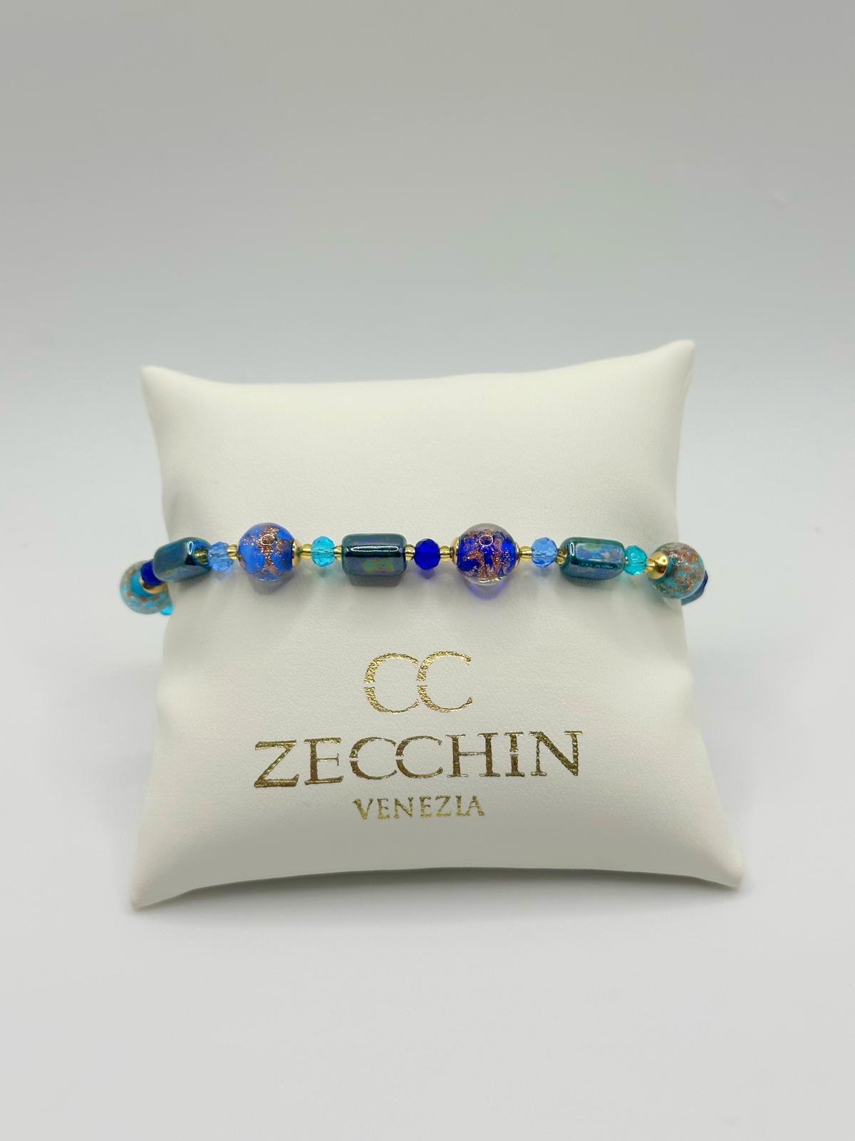 Bracciale Atene in vetro di Murano e avventurina, colore blu